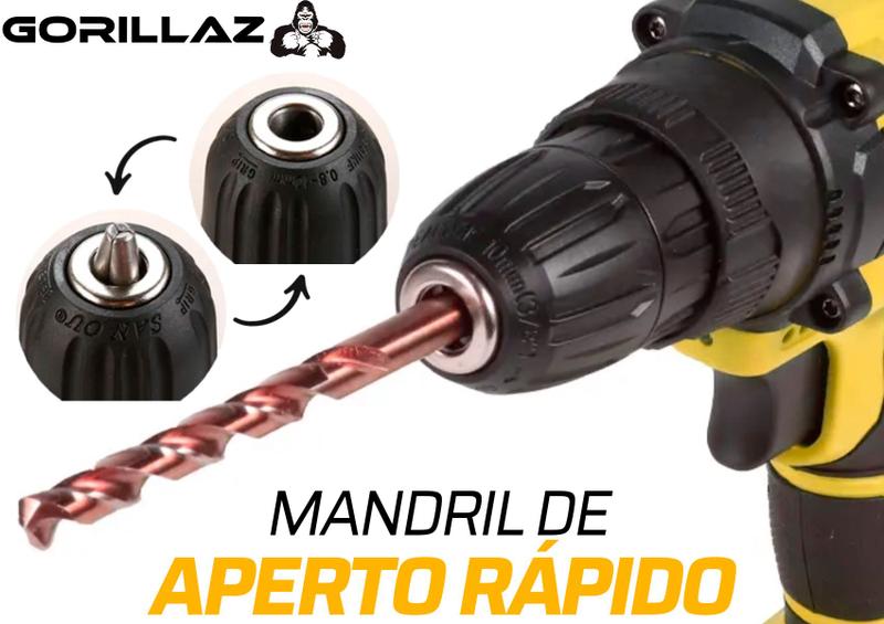 Parafusadeira Furadeira Impacto 2 Baterias 21v + Jogo 300 Pç